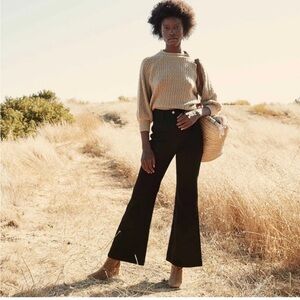 Doen black denim wide boot cut leg jeans